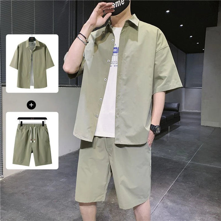 Men’s Short-Sleeve Tracksuit Set Black Casual