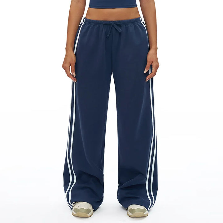 2025Women's color matching Joker sweatpants loose women's high waist straight pants with pockets women's outdoor casual pants