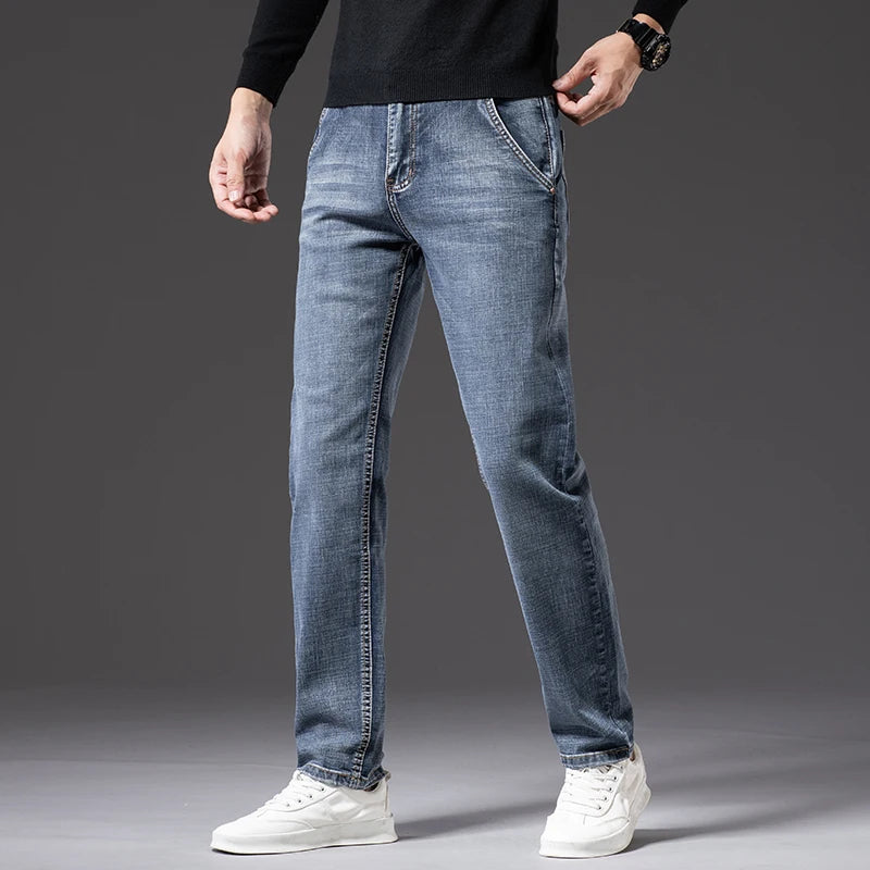 Cotton Blue Straight Pants