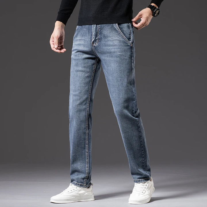 Cotton Blue Straight Pants