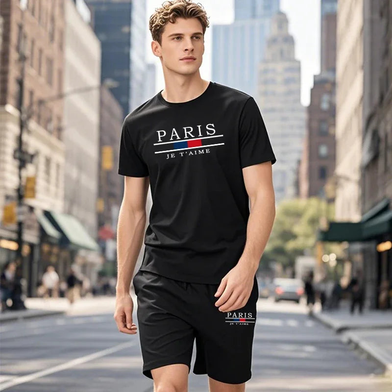 Printed T-shirt + Shorts Set for Men