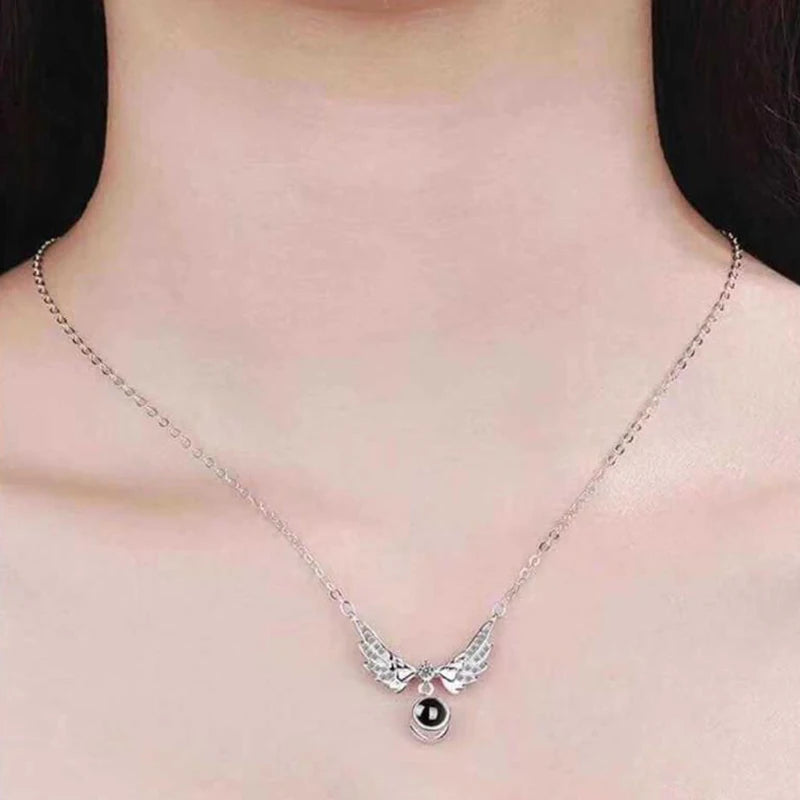 Custom Angel Wings Photo Necklace
