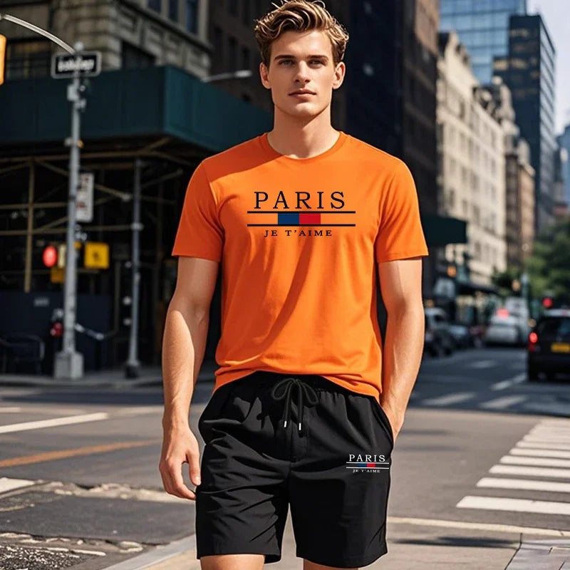 Printed T-shirt + Shorts Set for Men