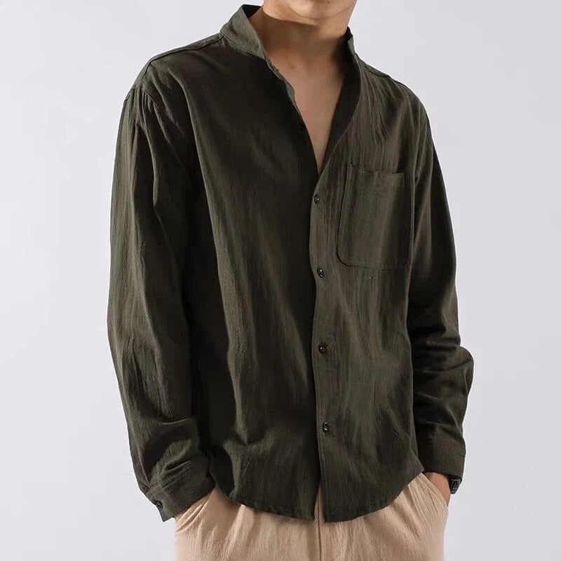 Men’s Linen Shirt with Pocket White 2024