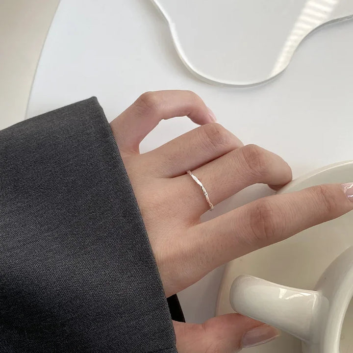 925 Silver Minimalist Ring Geometric Round Design