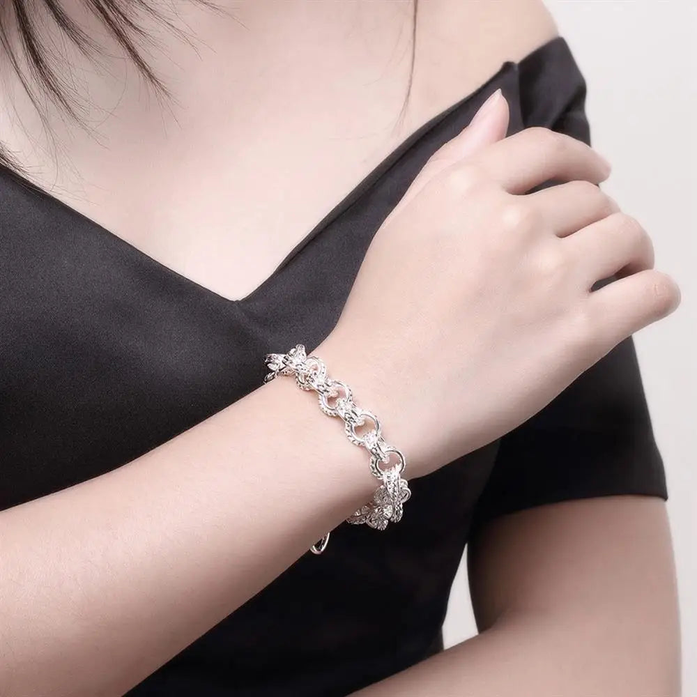 925 Silver Link Chain Bracelet Classic Charm Style
