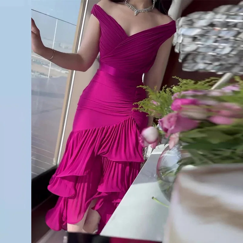 Elegant Off-Shoulder A-Line Party Dress 2025