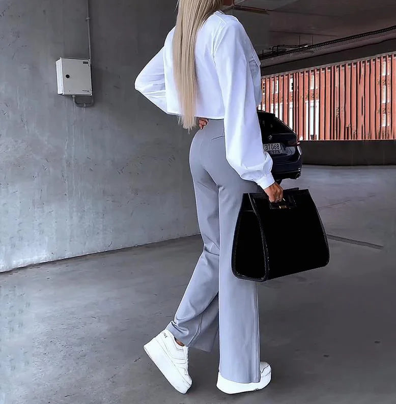 Women's Autumn 2-Piece Set Shirt & Trousers
