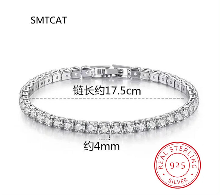 S925 Platinum Bracelet Moissanite Charm