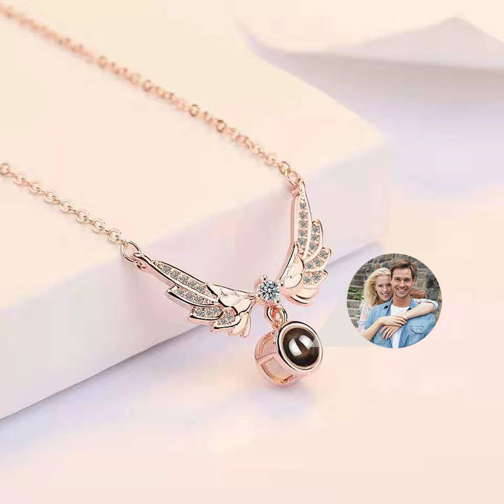 Custom Angel Wings Photo Necklace