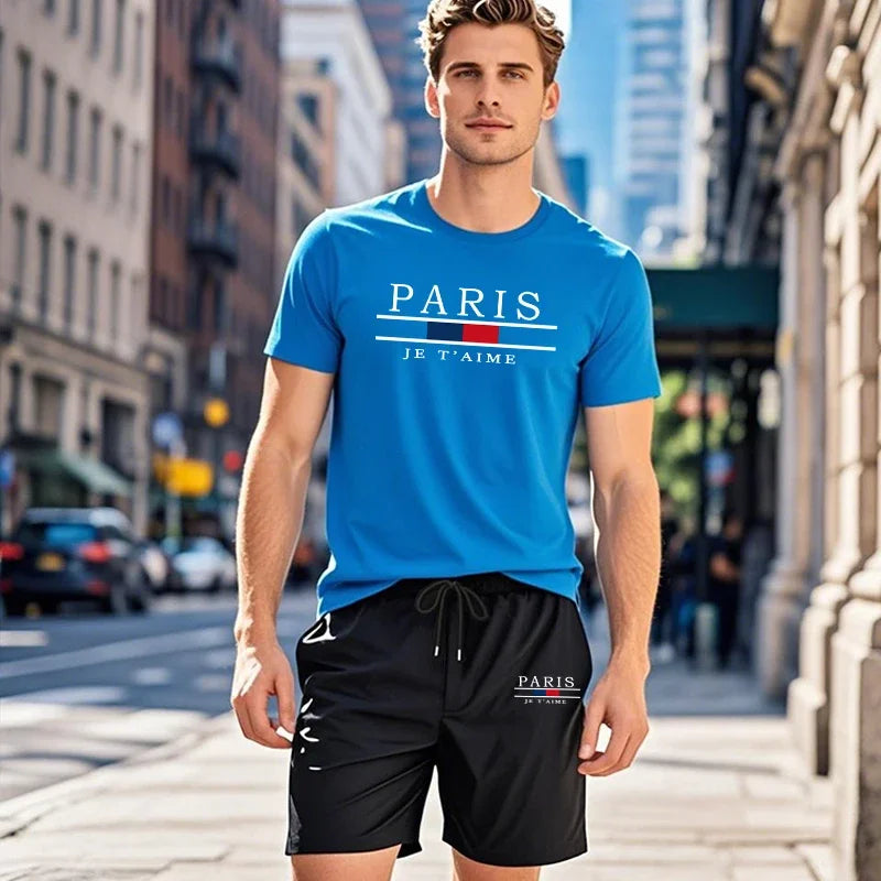 Printed T-shirt + Shorts Set for Men