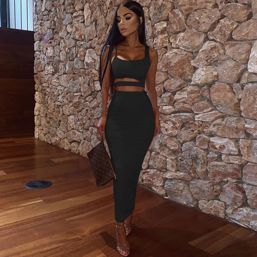 Two-Piece Sexy Pleated Dress Party & Club