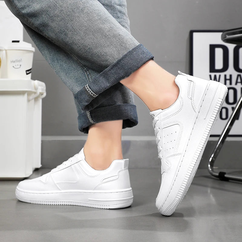 Men’s Chunky White Leather Casual Shoes