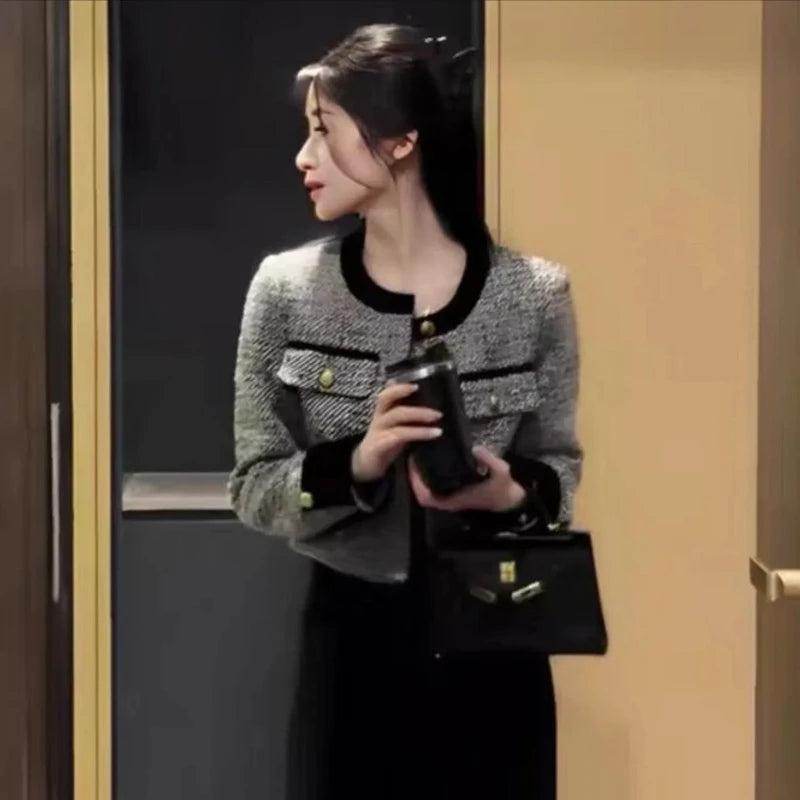 Short Patchwork Jacket Korean Style for Women