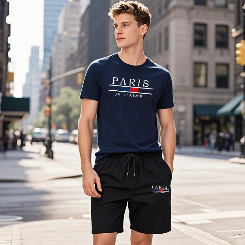 Printed T-shirt + Shorts Set for Men