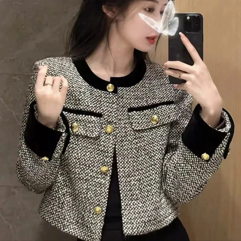 Short Patchwork Jacket Korean Style for Women