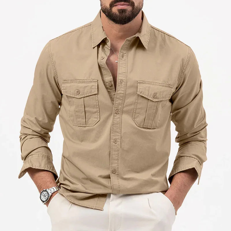 Men’s Smart Casual Cotton Shirt Army Green