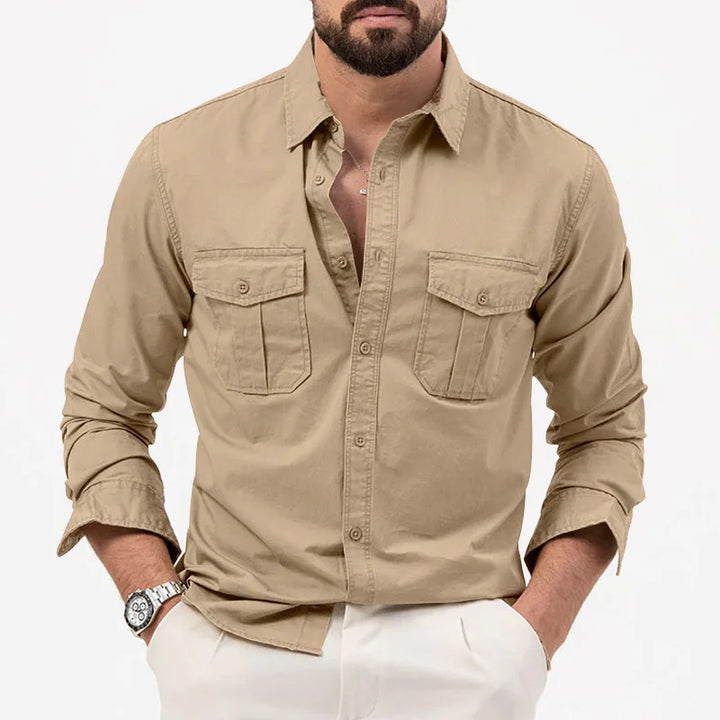 Men’s Smart Casual Cotton Shirt Army Green