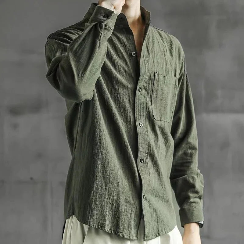Men’s Linen Shirt with Pocket White 2024