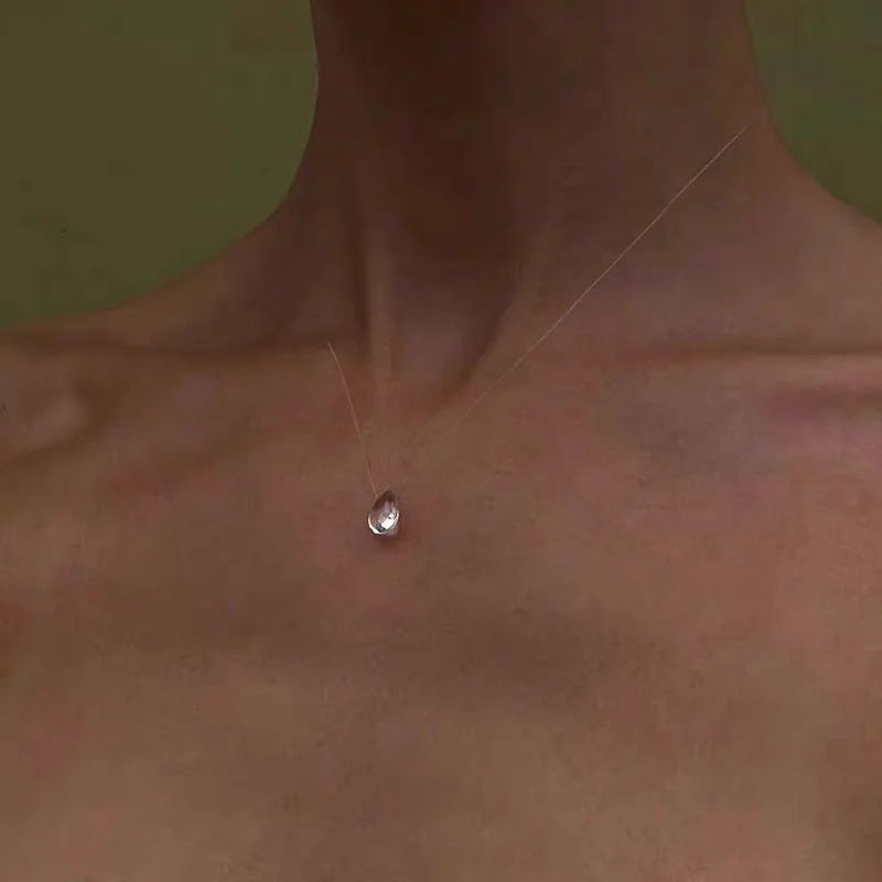 Crystal Teardrop Necklace Layered Ice Dewdrop