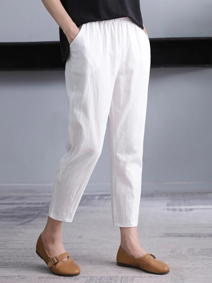 Elastic Waist Linen Pants Women’s Harem Style