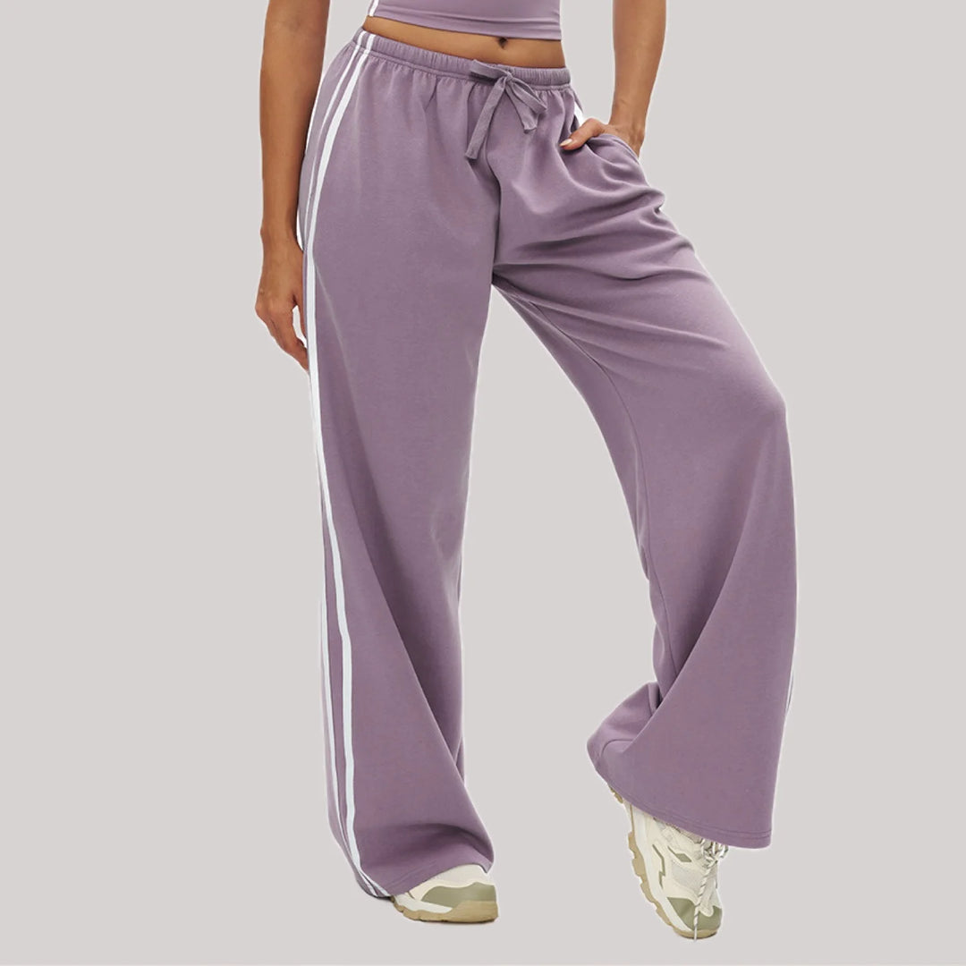2025Women's color matching Joker sweatpants loose women's high waist straight pants with pockets women's outdoor casual pants