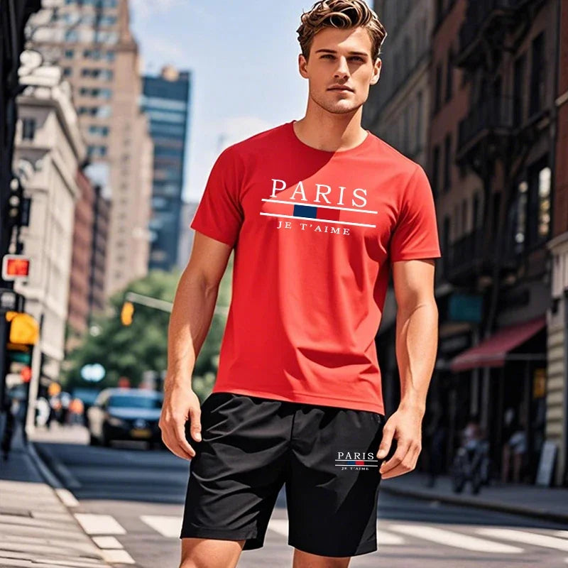 Printed T-shirt + Shorts Set for Men
