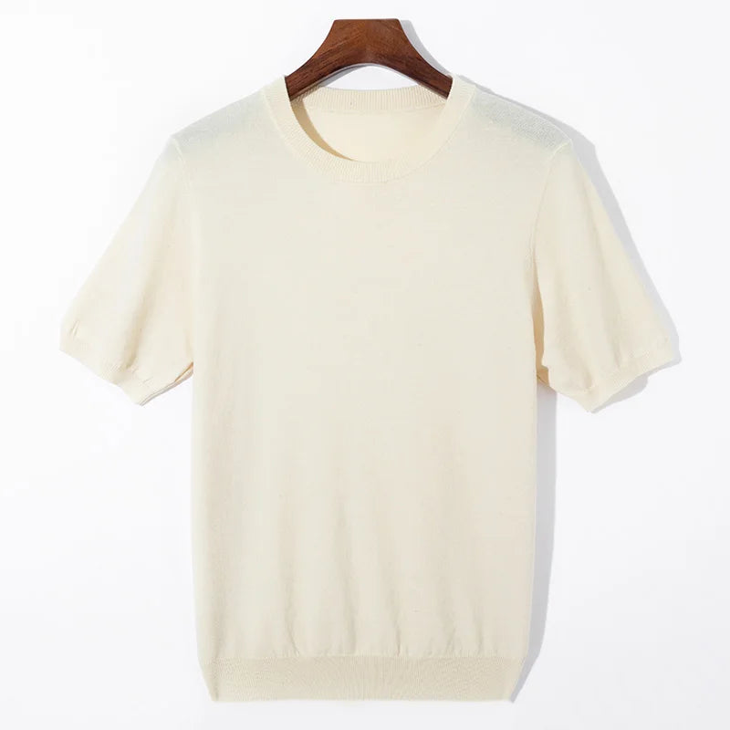 Silk Wool Short Sleeve Sweater for Men
