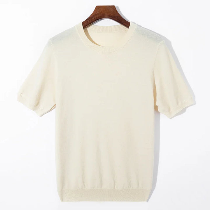 Silk Wool Short Sleeve Sweater for Men
