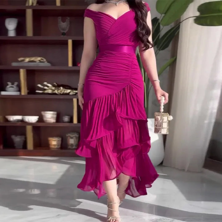 Elegant Off-Shoulder A-Line Party Dress 2025
