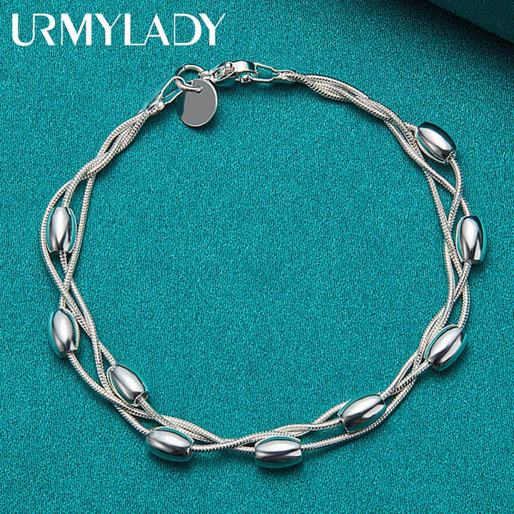 925 Silver Beaded Bracelet Women’s Wedding Jewelry