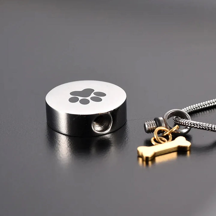 Paw Print Urn Necklace Pet Memorial Pendant