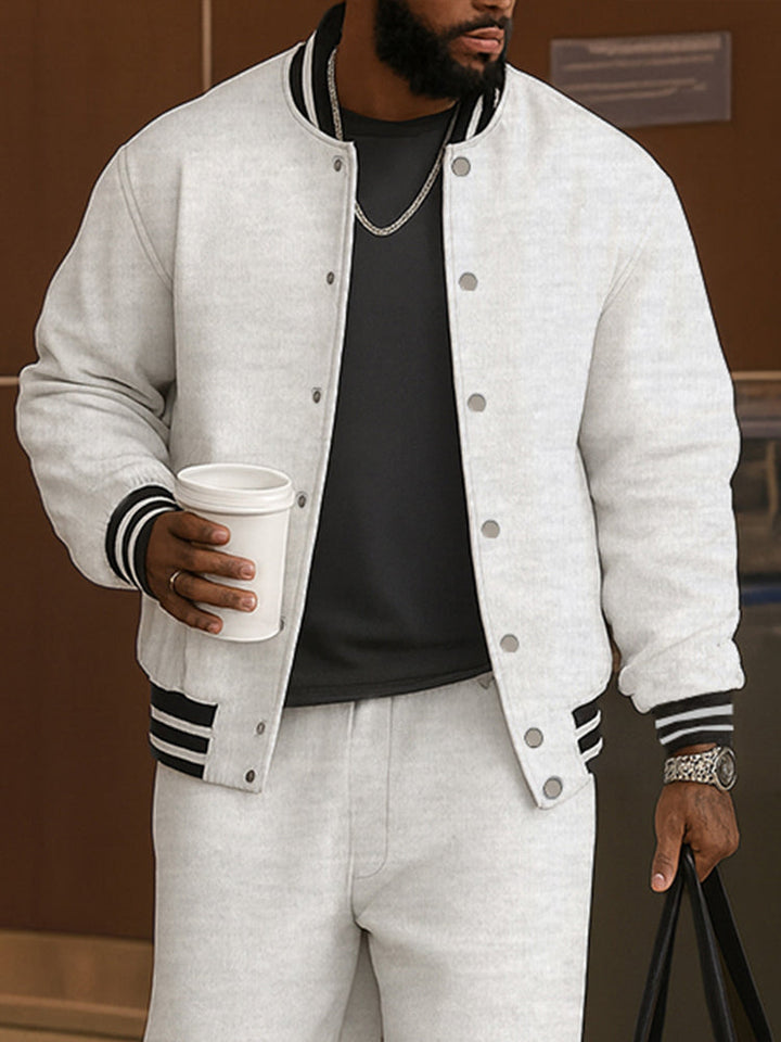 Classic Striped Trim Jacket Pants Set