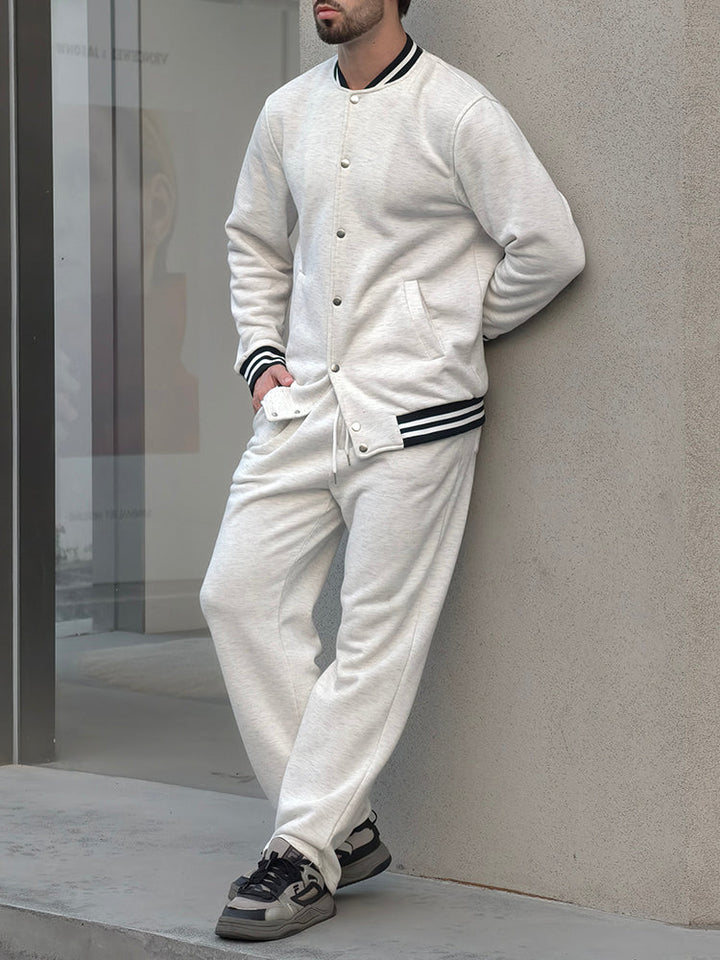 Classic Striped Trim Jacket Pants Set