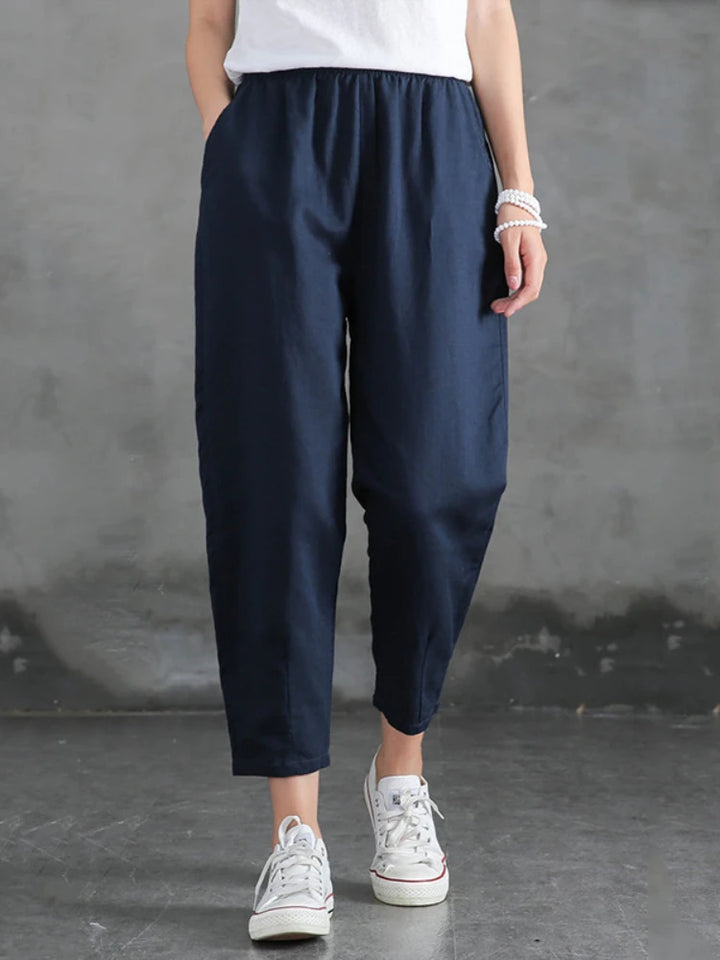 Elastic Waist Linen Pants Women’s Harem Style