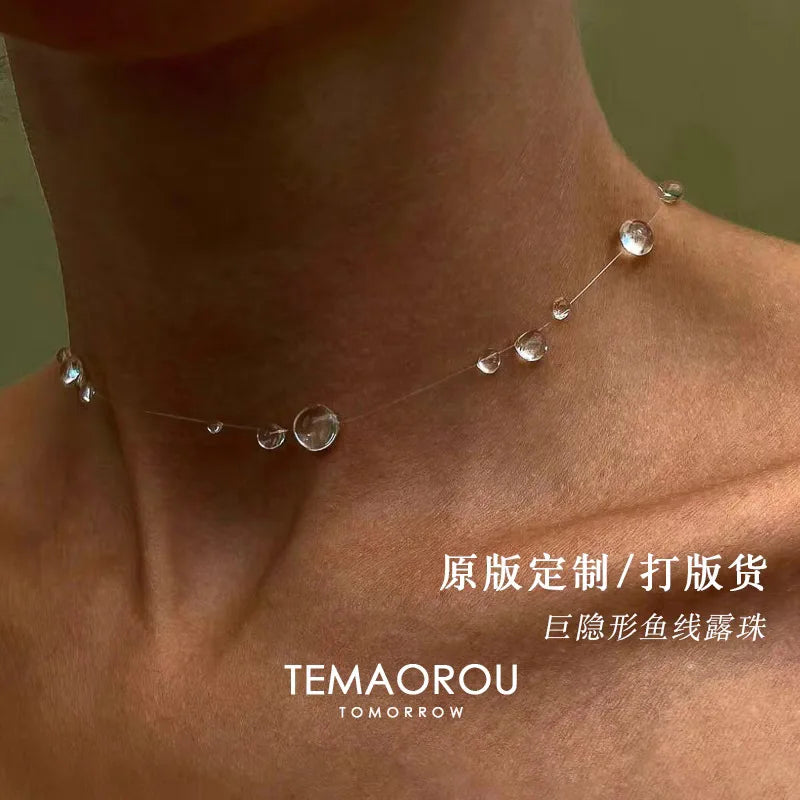 Crystal Teardrop Necklace Layered Ice Dewdrop