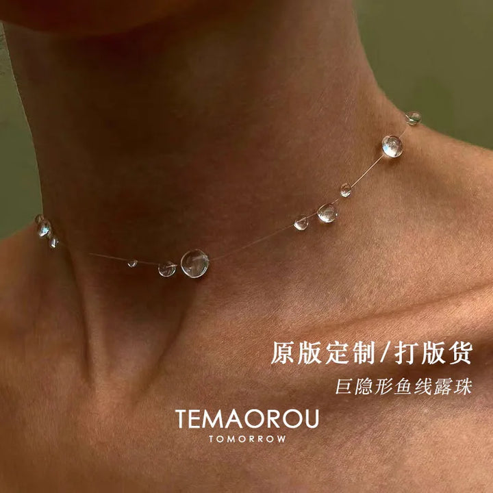 Crystal Teardrop Necklace Layered Ice Dewdrop