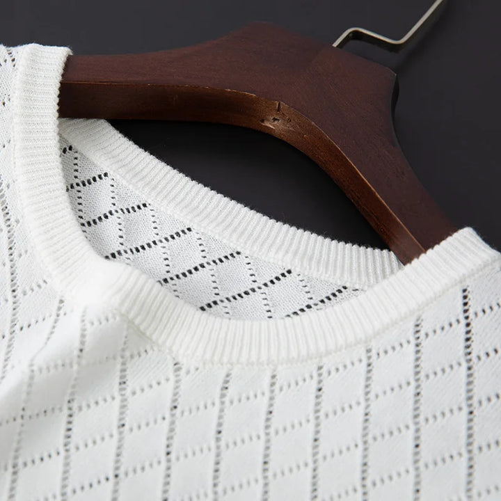 Breathable Cotton Short-Sleeve Sweater