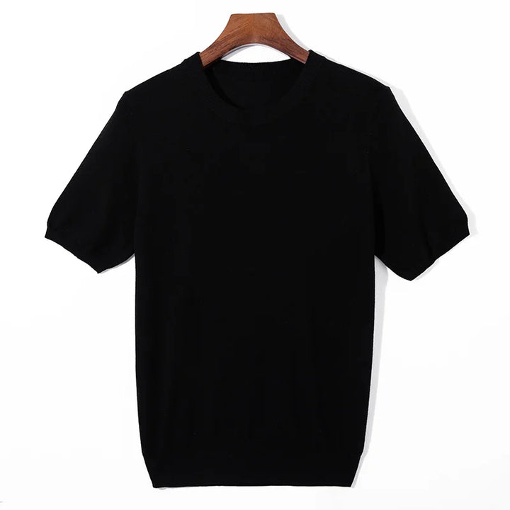 Silk Wool Short Sleeve Sweater for Men