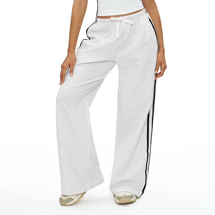 2025Women's color matching Joker sweatpants loose women's high waist straight pants with pockets women's outdoor casual pants