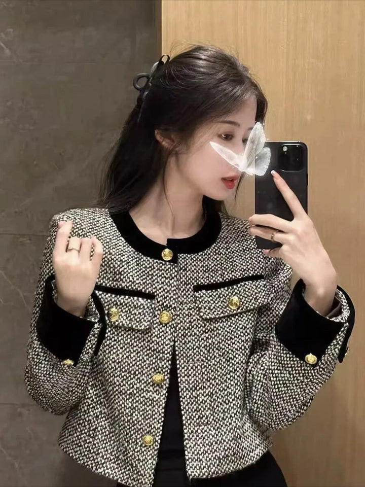 Short Patchwork Jacket Korean Style for Women
