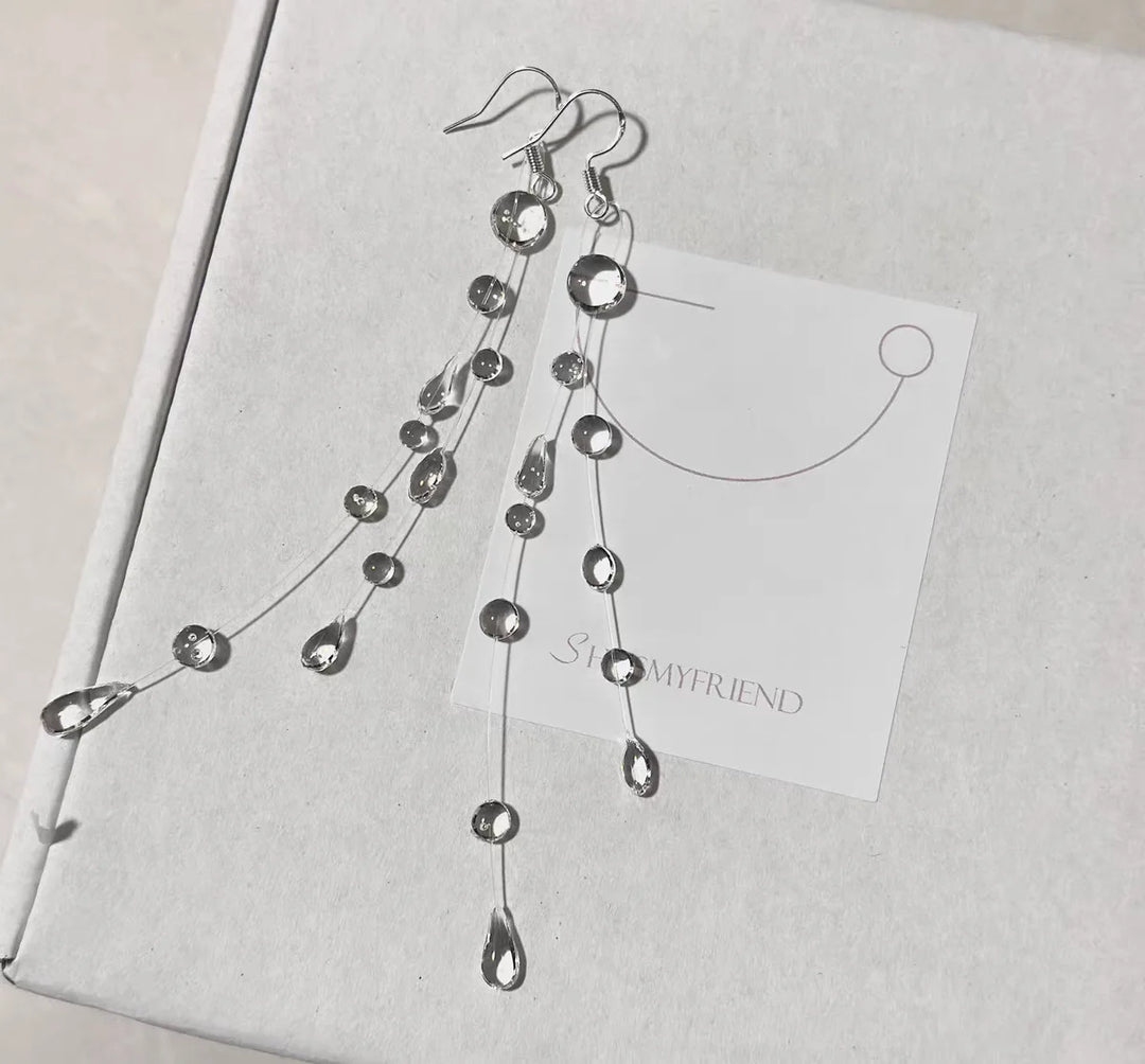 Crystal Teardrop Necklace Layered Ice Dewdrop