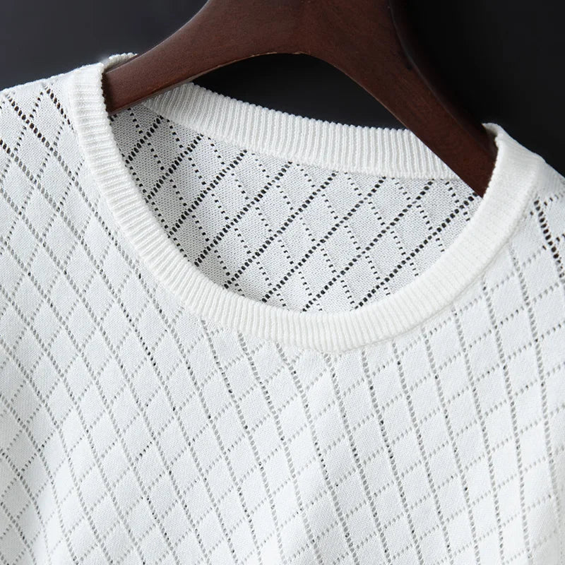Breathable Cotton Short-Sleeve Sweater