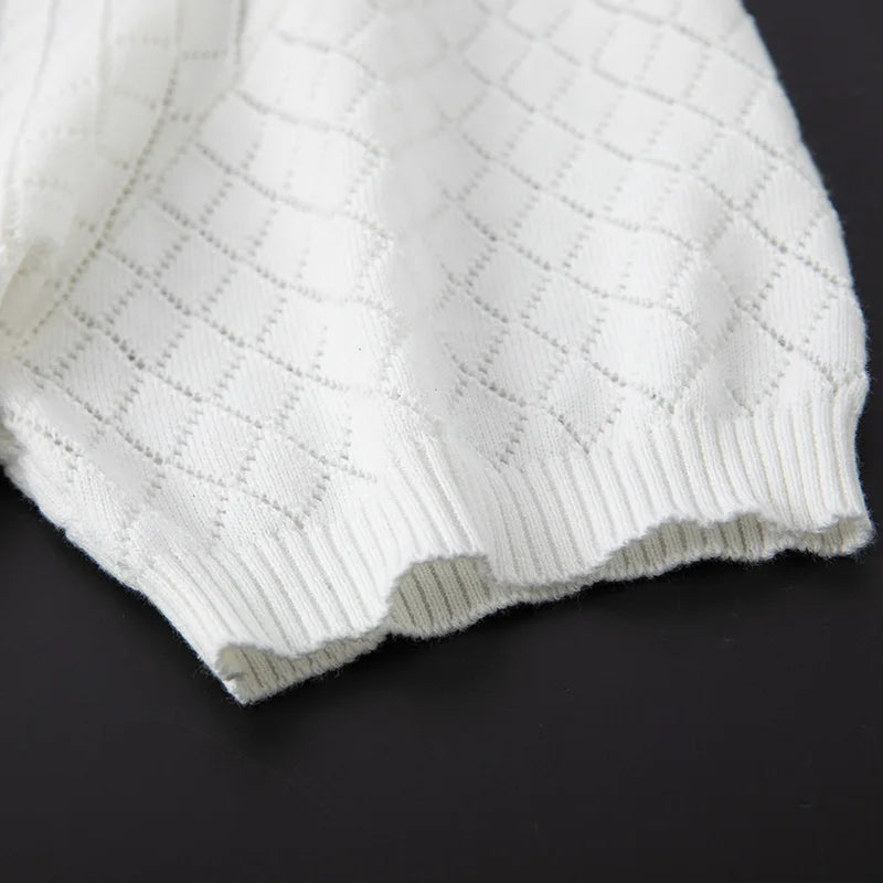 Breathable Cotton Short-Sleeve Sweater