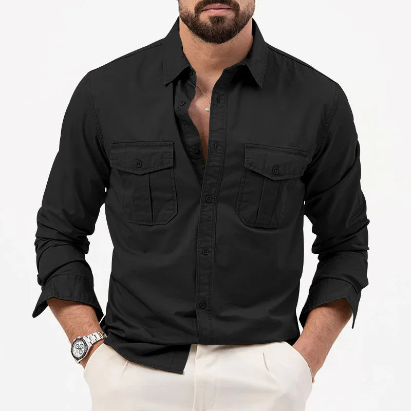 Men’s Smart Casual Cotton Shirt Army Green