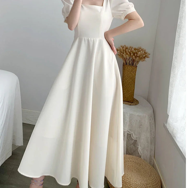 White Beaded Chiffon Gown All-Season Dress