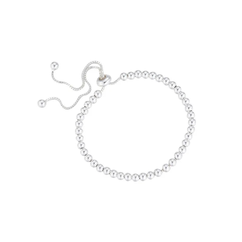 925 Silver Beaded Bracelet Adjustable Chain