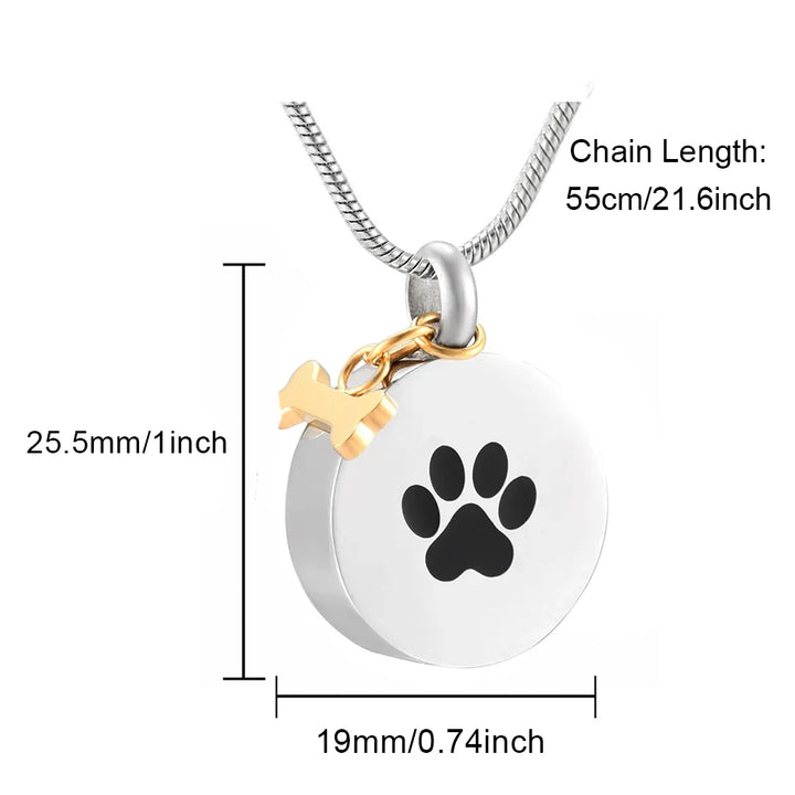 Paw Print Urn Necklace Pet Memorial Pendant