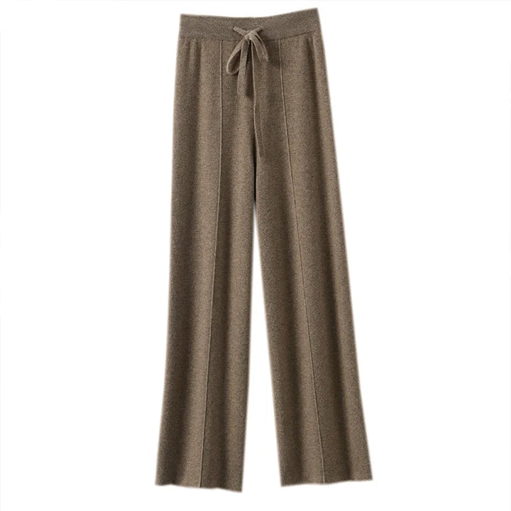 Wide-Leg Knit Pants Drawstring & Slim Fit