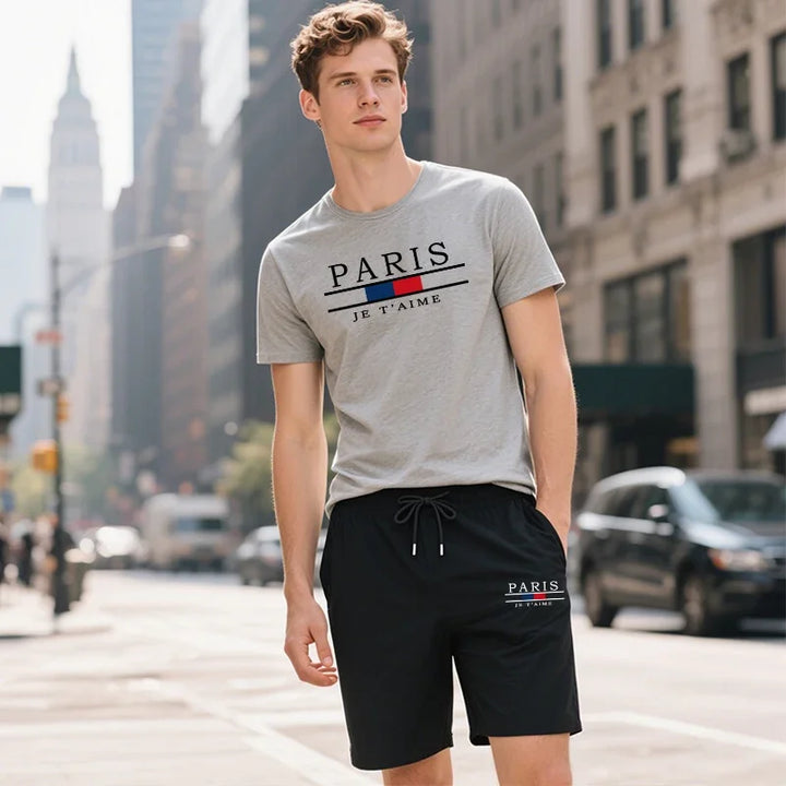 Printed T-shirt + Shorts Set for Men